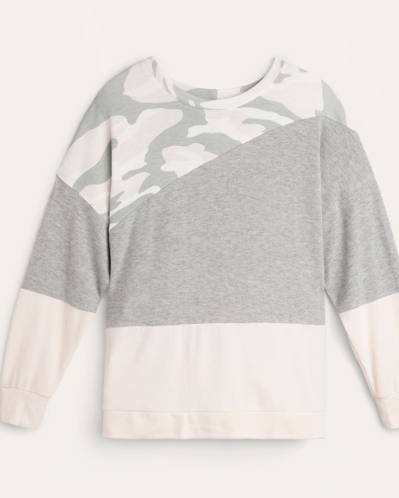 Front of plus size Kaitlyn Animal-Print Colorblocked Sweatshirt by Socialite | Dia&Co | dia_product_style_image_id:166655